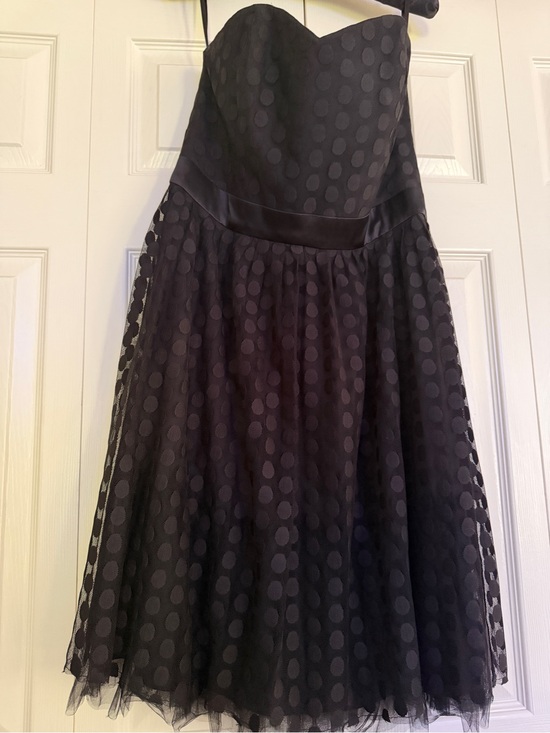 White House Black Market Dresses & Skirts - White House Black Market Black Strapless Polka Dot A-Line Dress